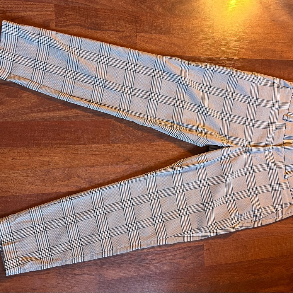 H&M Cream and Black Plaid Pants